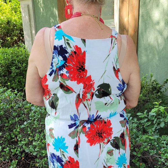 ACB Dress; XL, Floral with flounce at bottom of white under-dress; belt - Picture 3 of 4